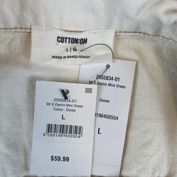 Cotton‎ On Women's Denim Mini Dress Sleeveless Button Front Casual Dunes L New - Picture 5 of 8